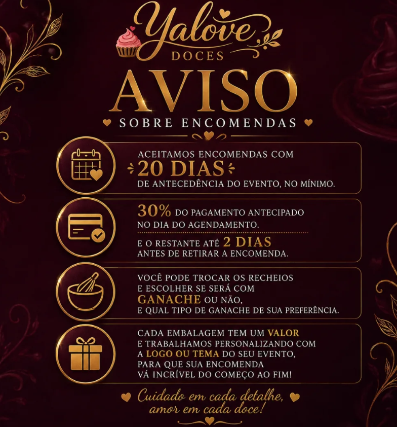 Regras para encomendas Yalove